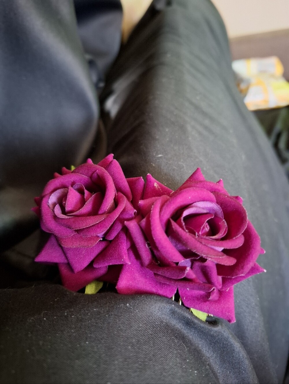 Elegant Fuchsia Rose Hair Clip - Women Accessories